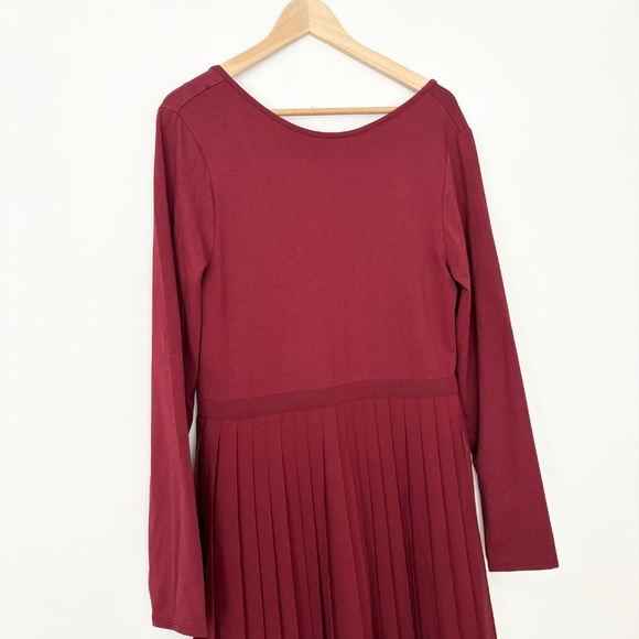 J. Crew Factory Burgundy Pleated Midi Dress - Picture 4 of 6